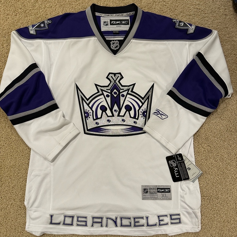 Reebok Los Angeles Kings White and Purple Jersey